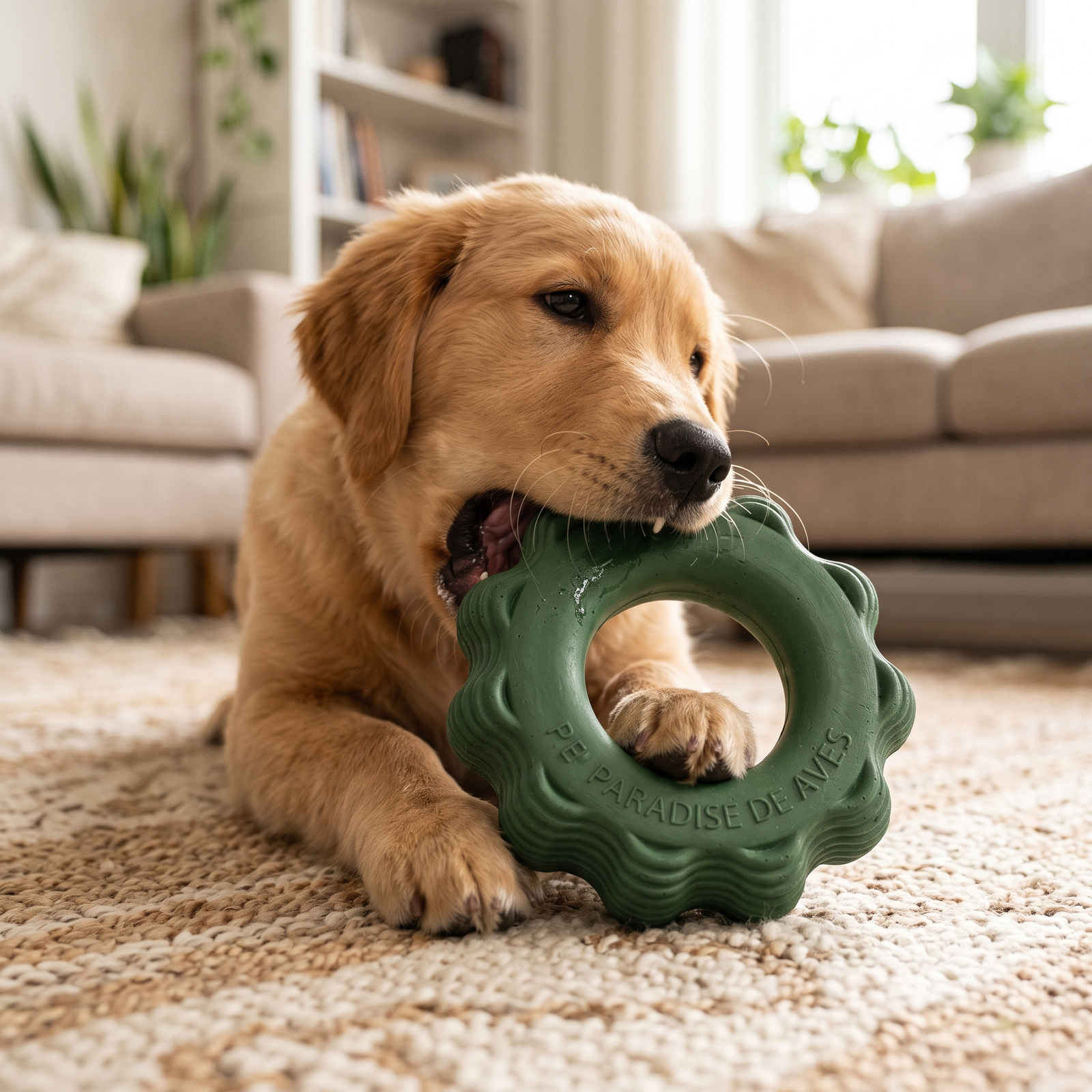 Paradise De Aves Pet Shop Wavy Ridged Green Ring Dog Chew Toy - Image 4