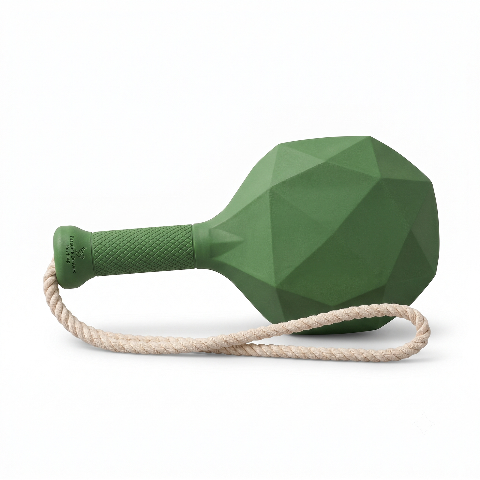 Paradise De Aves Pet Shop Geometric Dumbbell Dog Toy with Tug Rope - Olive Green - Image 2