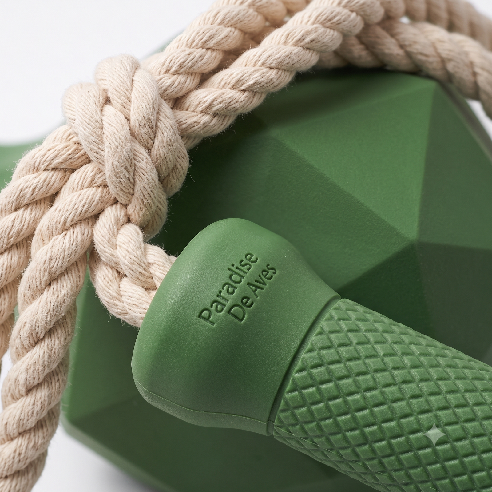 Paradise De Aves Pet Shop Geometric Dumbbell Dog Toy with Tug Rope - Olive Green - Image 3