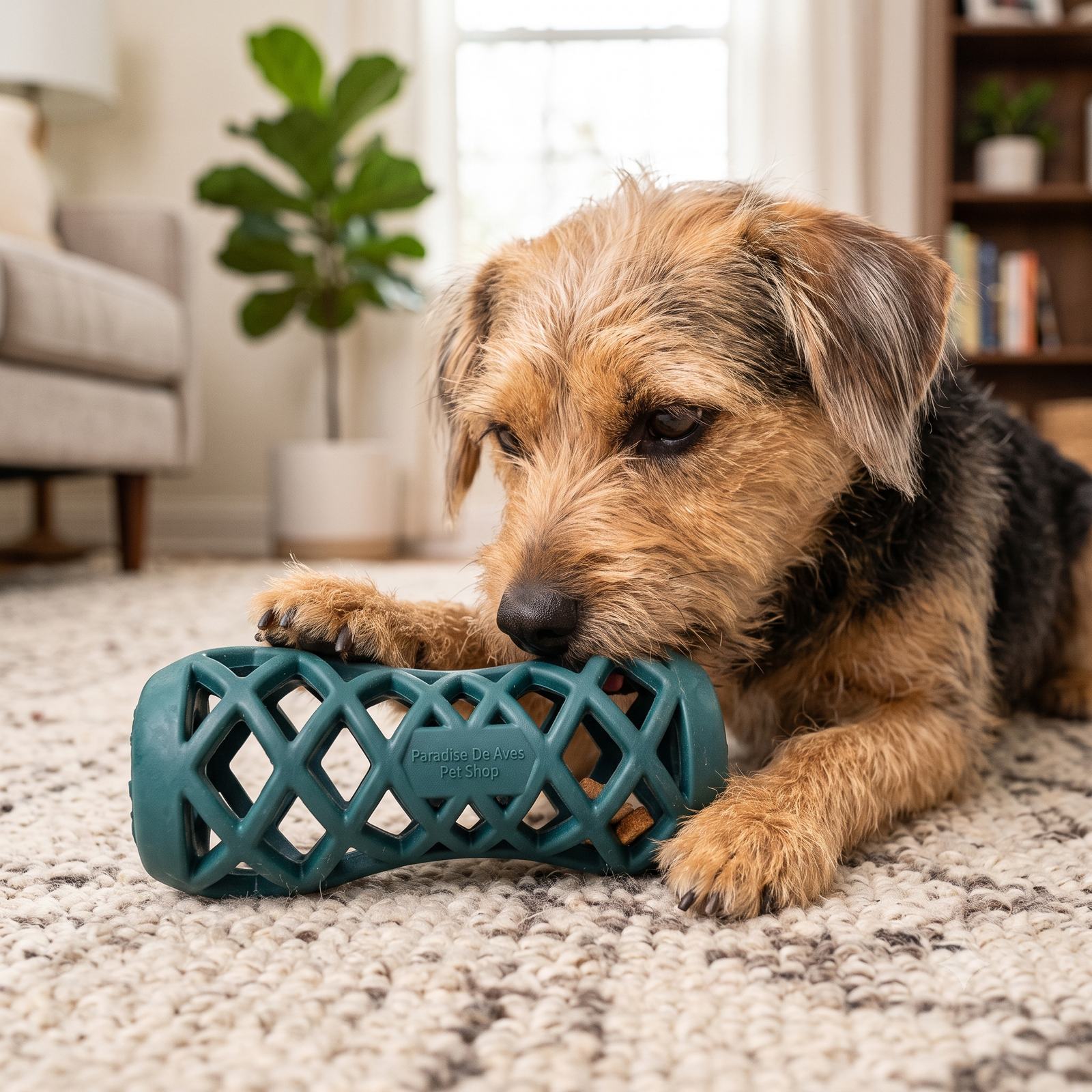 Paradise De Aves Pet Shop Hollow Lattice Bone Dog Chew Toy - Teal Green - Image 4