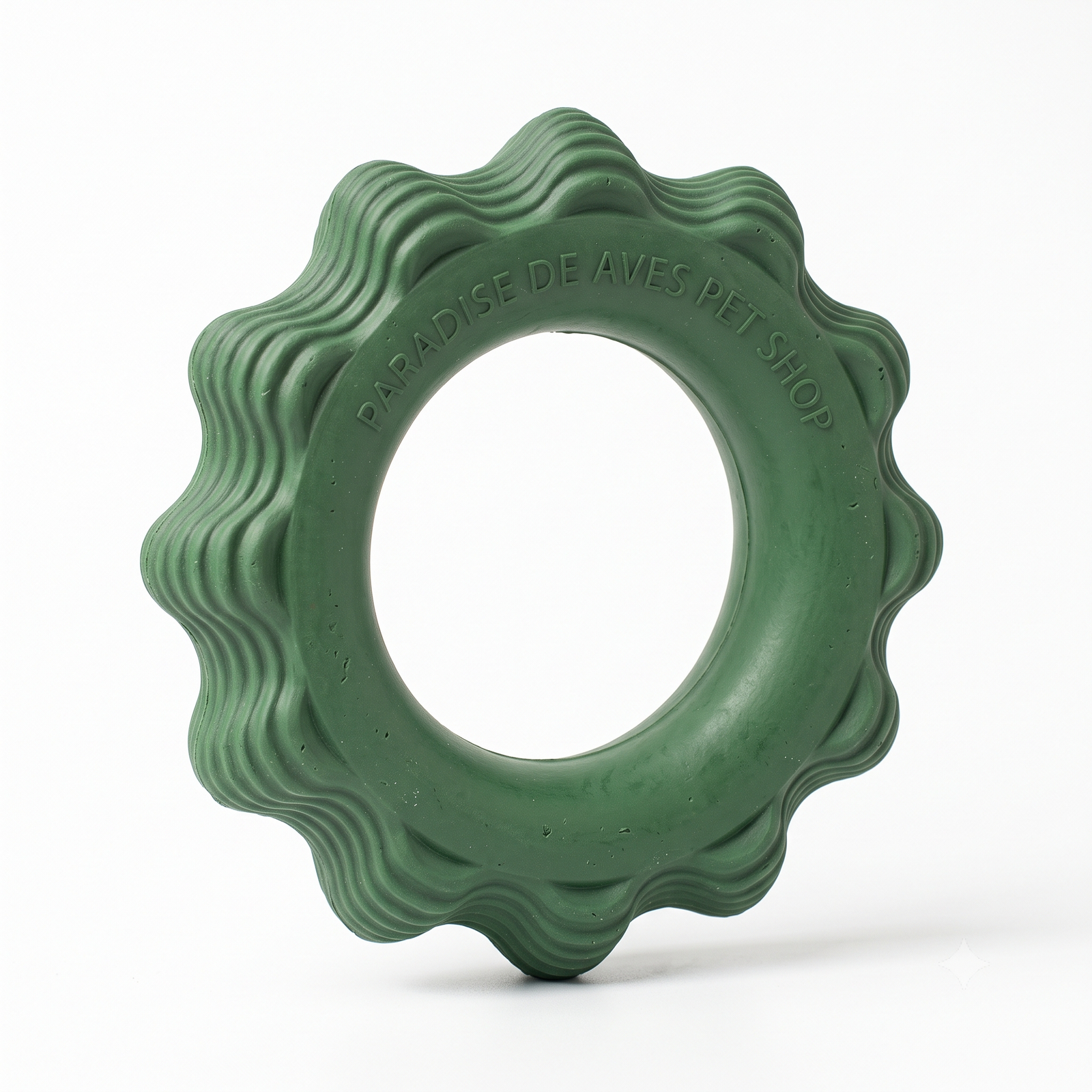 Paradise De Aves Pet Shop Wavy Ridged Green Ring Dog Chew Toy - Image 2