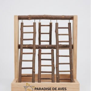 Paradise De Aves Pet Shop Wooden Bird Play Stand with Branch Ladders - Brown