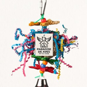 Paradise De Aves Pet Shop Hanging Bird Shredding Toy with Bell - Multicolor