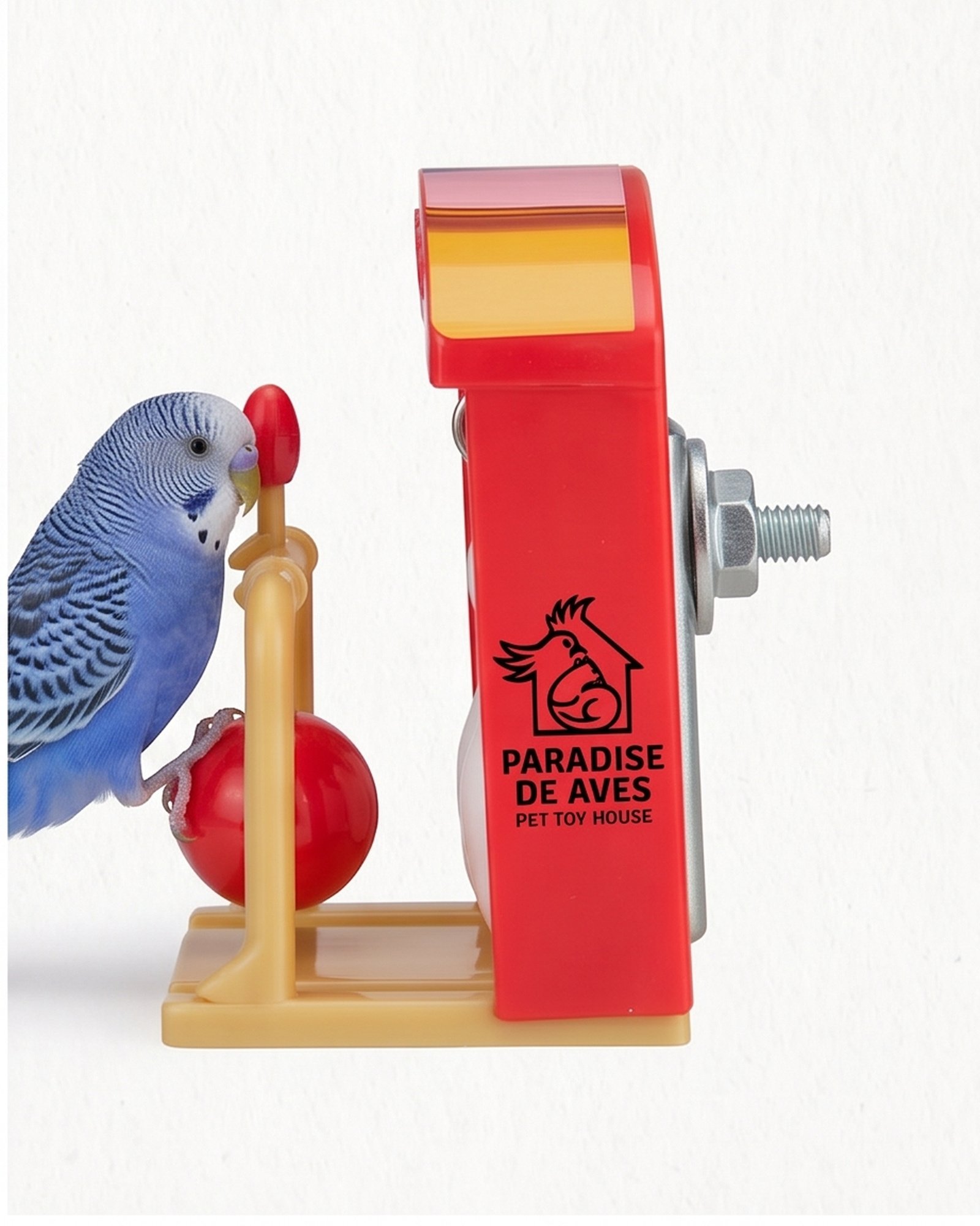 Paradise De Aves Pet Shop Birdie Bowling Cage-Mount Bird Activity Toy - Red - Image 7