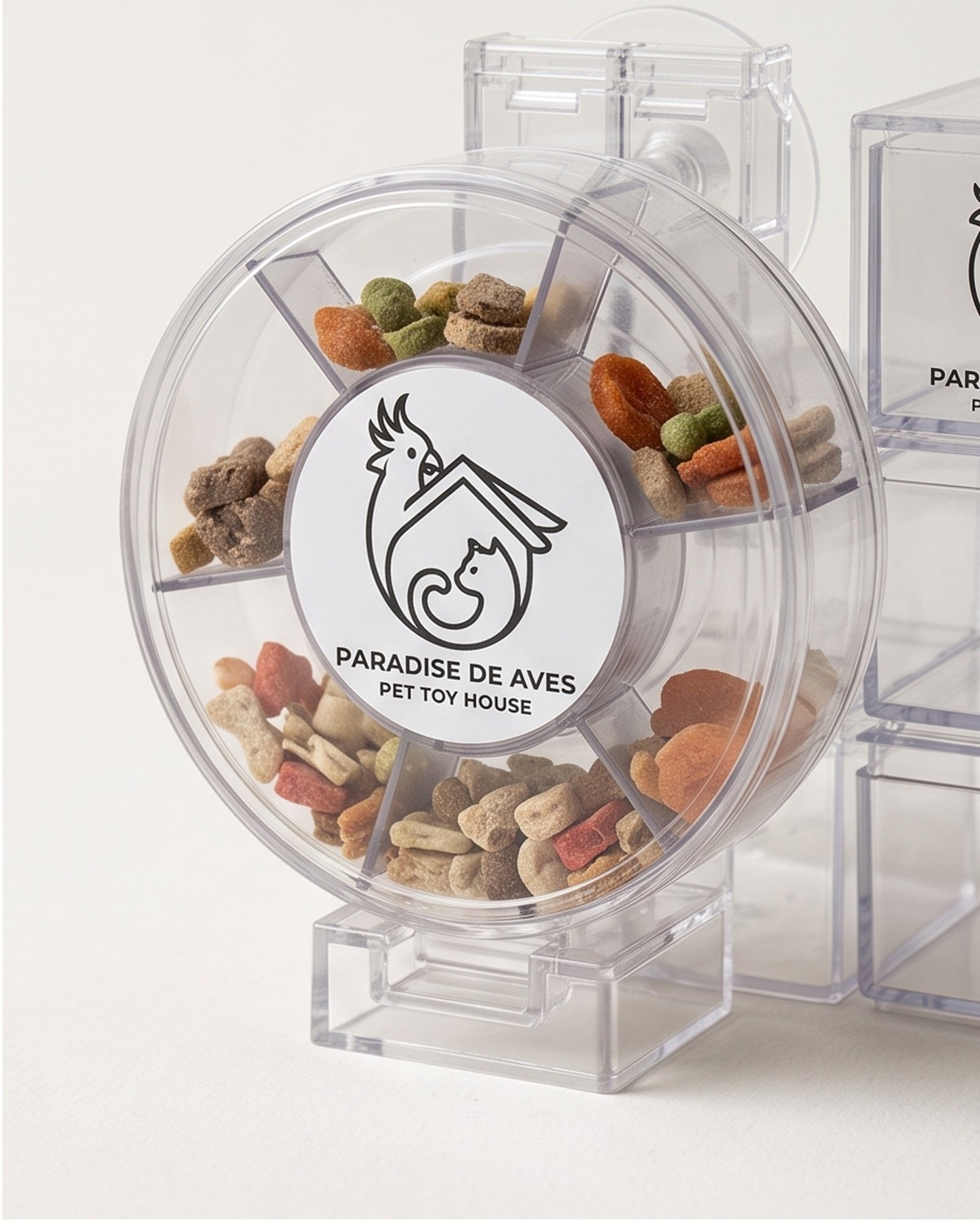 Paradise De Aves Pet Shop Clear Rotating Treat Wheel and Feeder Cup Set - Clear - Image 3