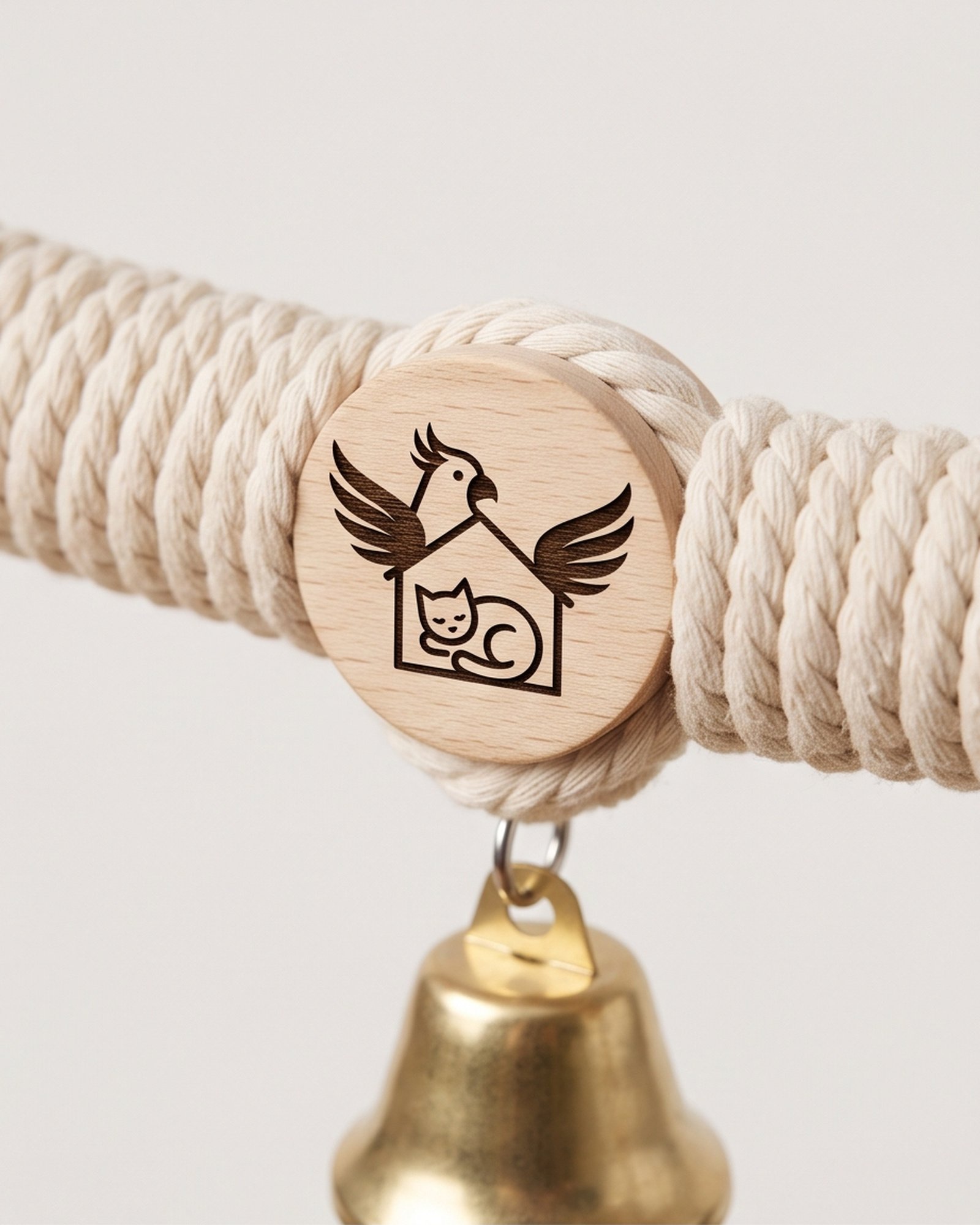 Paradise De Aves Pet Shop Hanging Rope Ring Bird Swing with Bell - Cream - Image 3