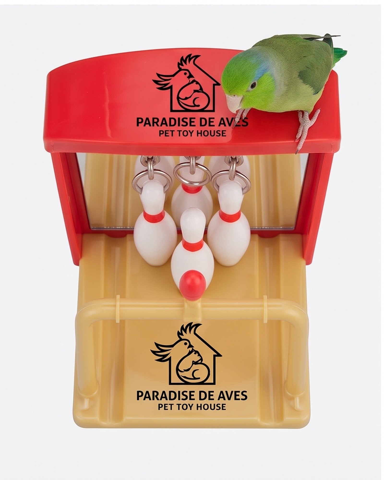 Paradise De Aves Pet Shop Birdie Bowling Cage-Mount Bird Activity Toy - Red - Image 6