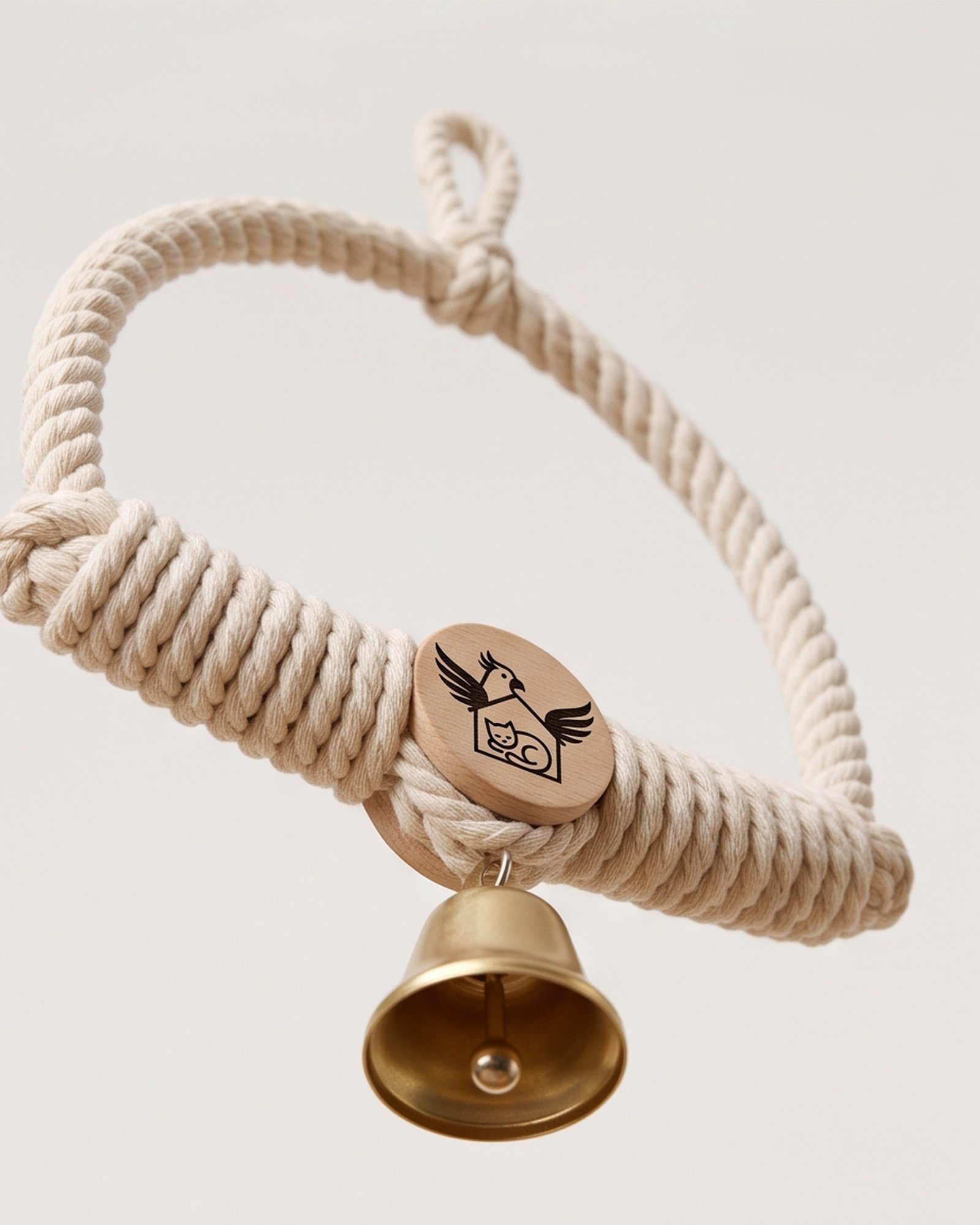 Paradise De Aves Pet Shop Hanging Rope Ring Bird Swing with Bell - Cream - Image 2