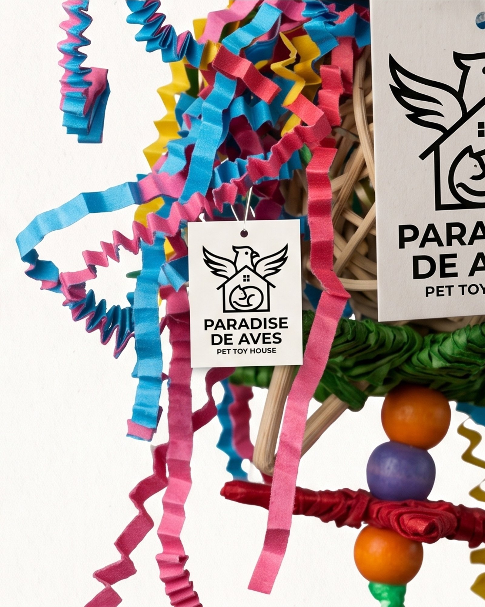 Paradise De Aves Pet Shop Hanging Bird Shredding Toy with Bell - Multicolor - Image 4