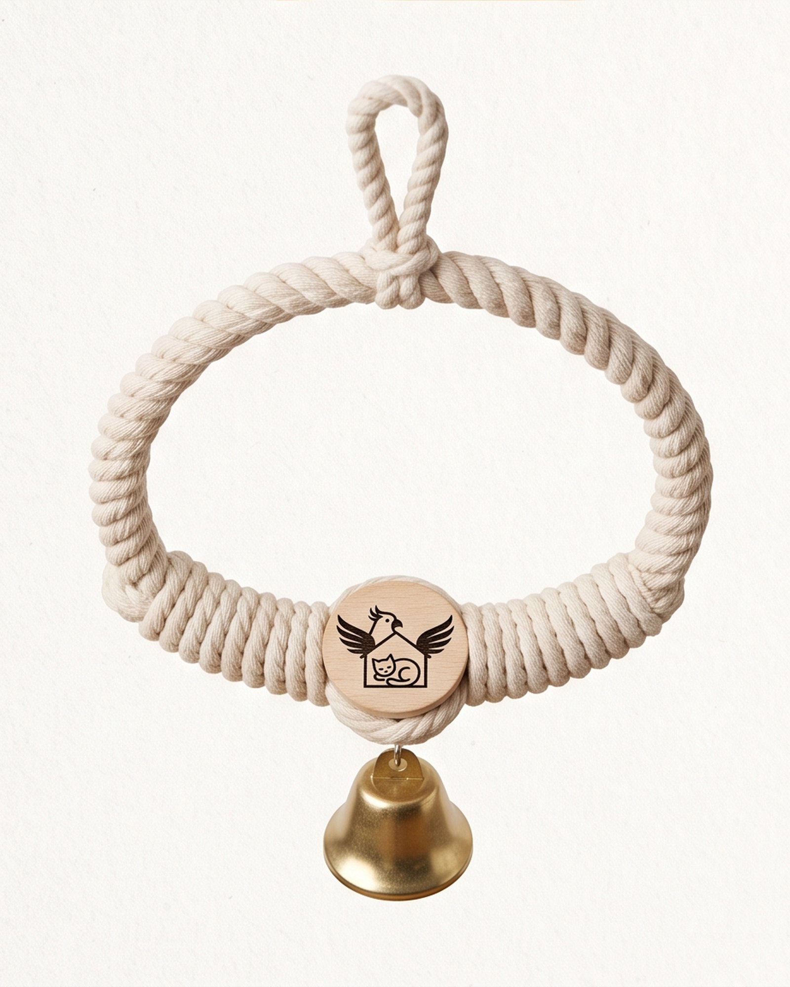 Paradise De Aves Pet Shop Hanging Rope Ring Bird Swing with Bell - Cream