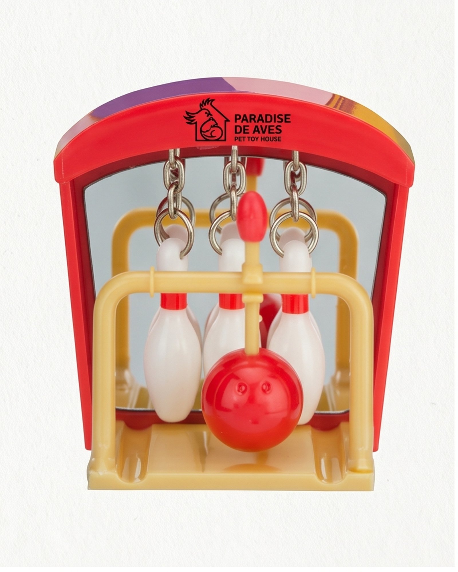 Paradise De Aves Pet Shop Birdie Bowling Cage-Mount Bird Activity Toy - Red - Image 4