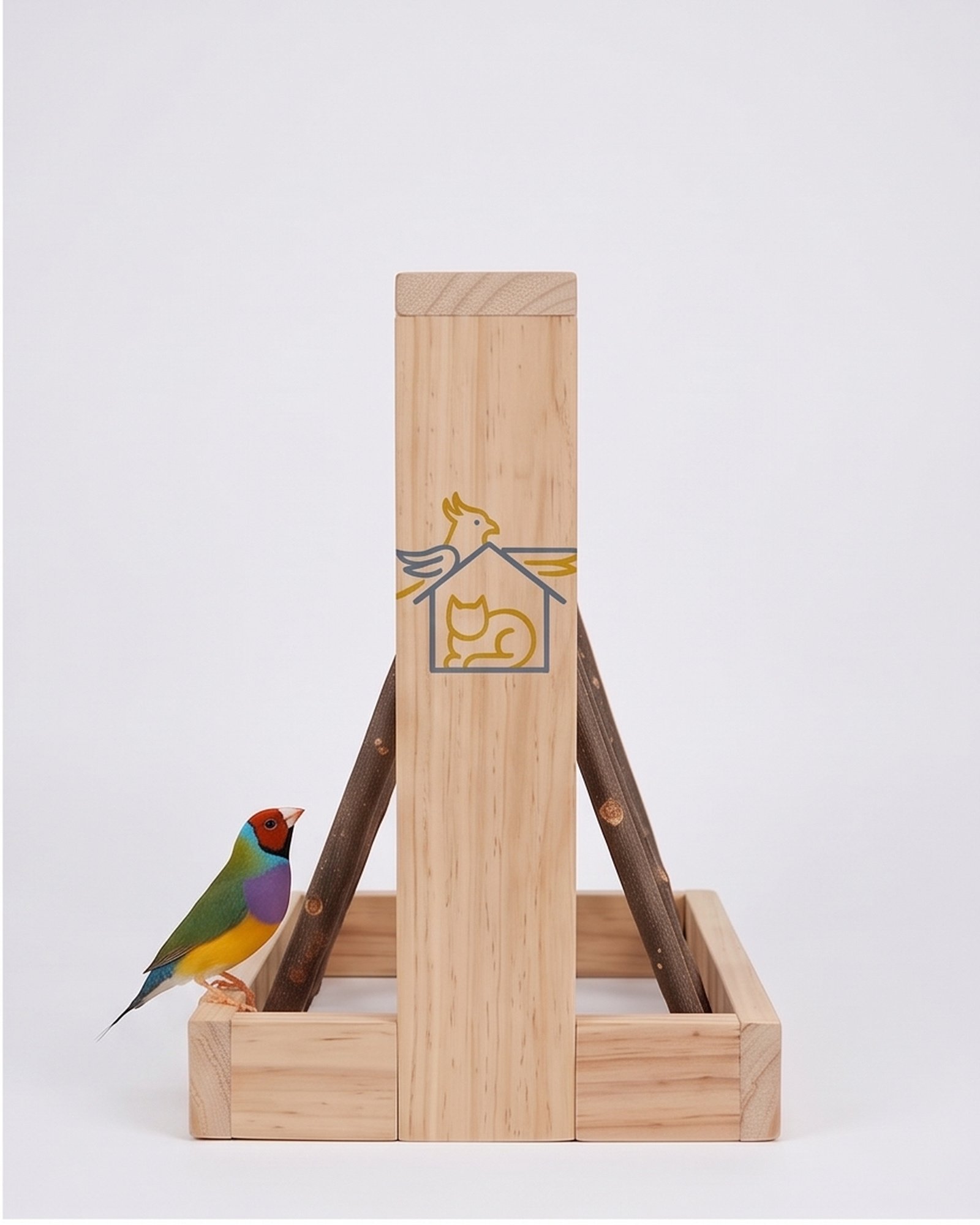 Paradise De Aves Pet Shop Wooden Bird Play Stand with Branch Ladders - Brown - Image 5