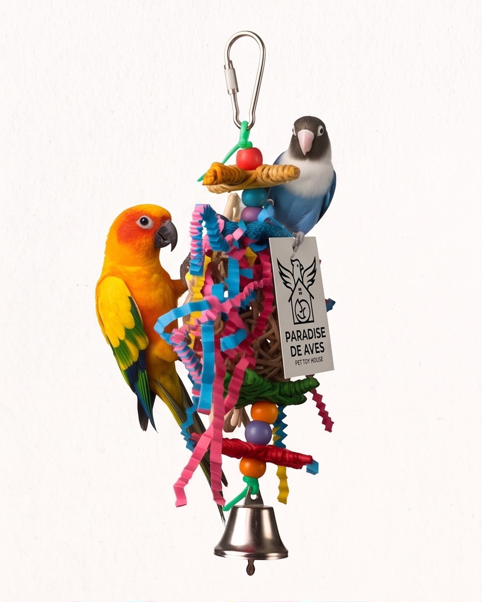 Paradise De Aves Pet Shop Hanging Bird Shredding Toy with Bell - Multicolor - Image 6