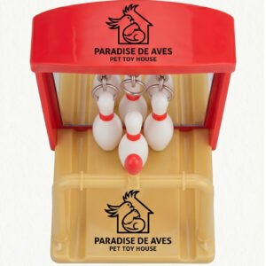 Paradise De Aves Pet Shop Birdie Bowling Cage-Mount Bird Activity Toy - Red