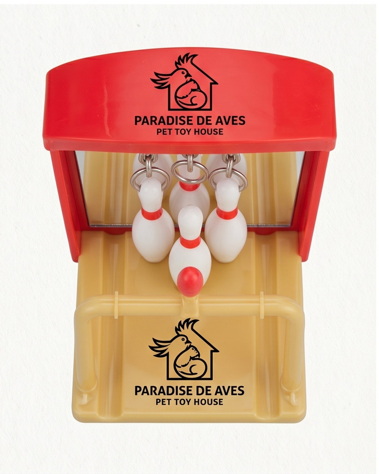 Paradise De Aves Pet Shop Birdie Bowling Cage-Mount Bird Activity Toy - Red