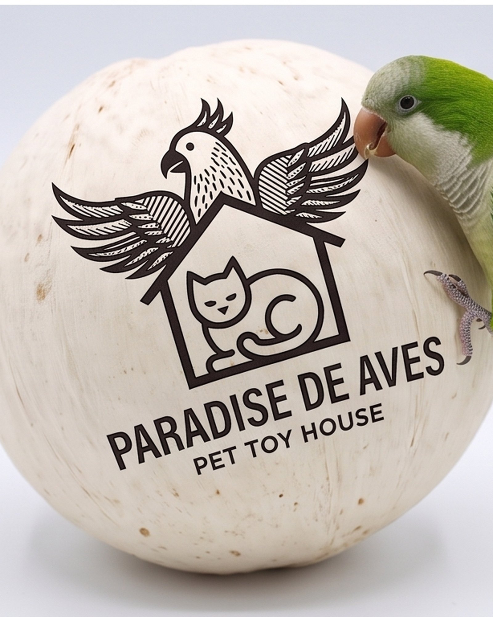 Paradise De Aves Pet Shop Round Plant-Fiber Bird Chew Ball - Off-White - Image 7