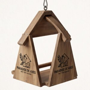 Paradise De Aves Pet Shop House-Shaped Hanging Wooden Bird Perch - Brown
