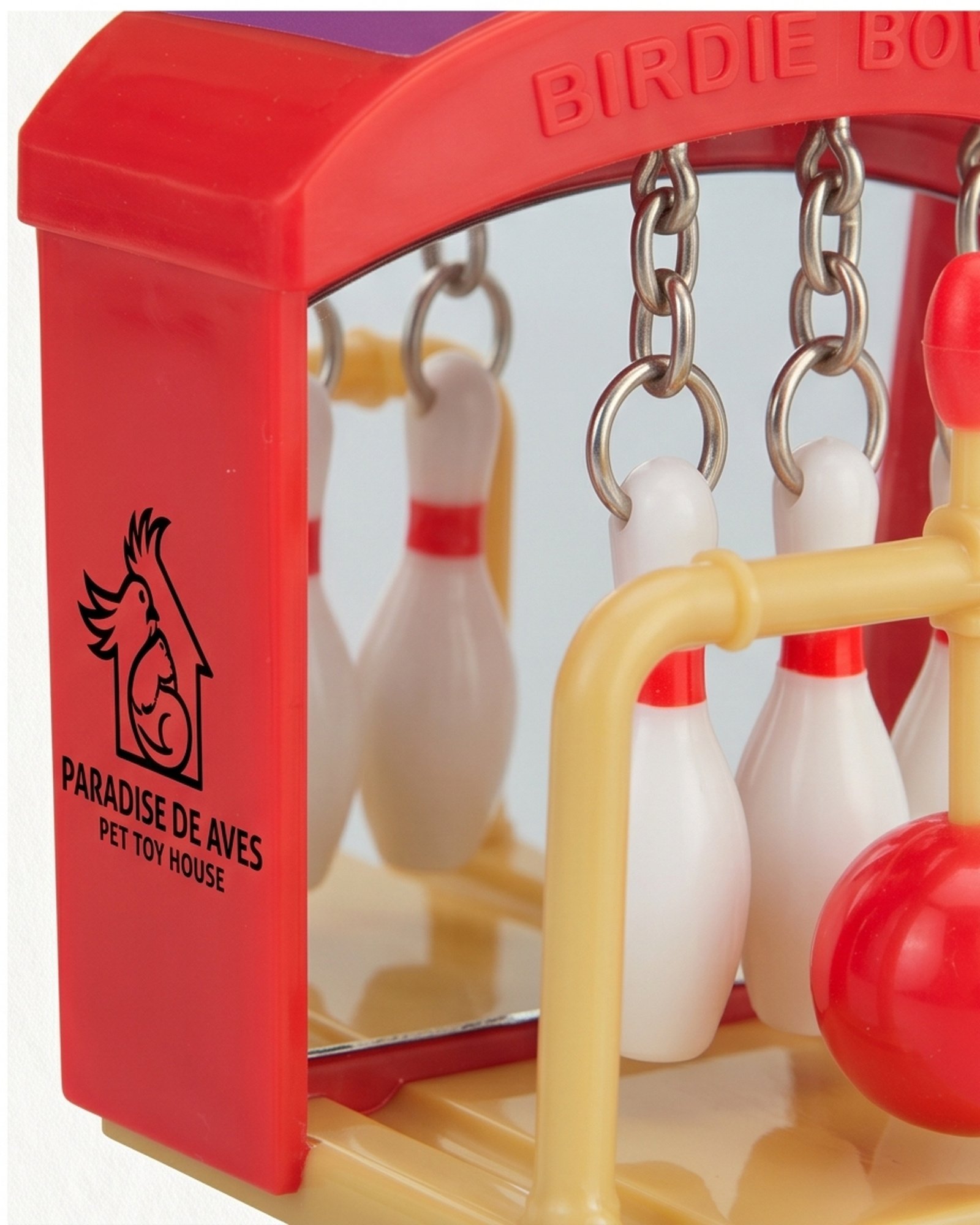 Paradise De Aves Pet Shop Birdie Bowling Cage-Mount Bird Activity Toy - Red - Image 2