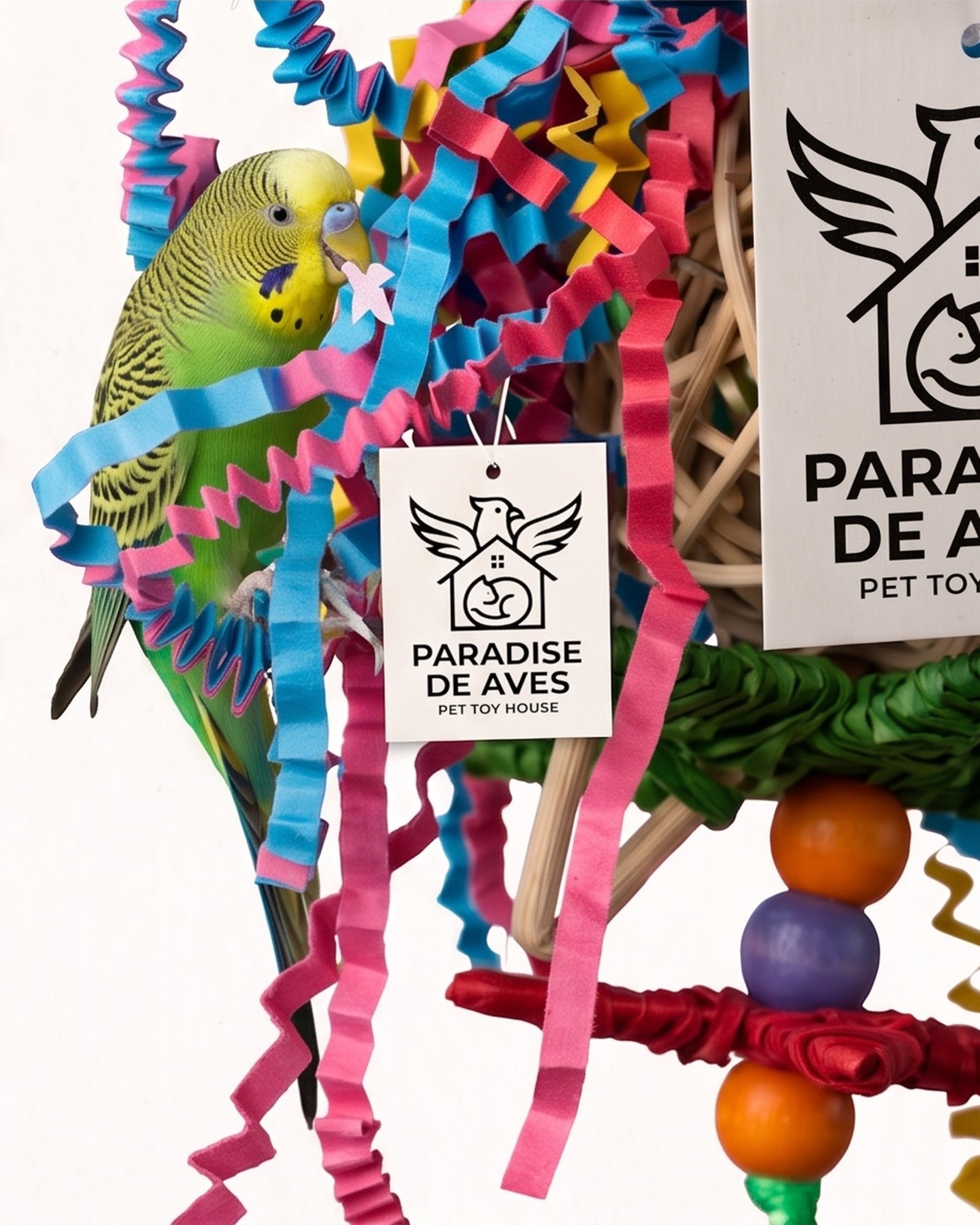 Paradise De Aves Pet Shop Hanging Bird Shredding Toy with Bell - Multicolor - Image 8